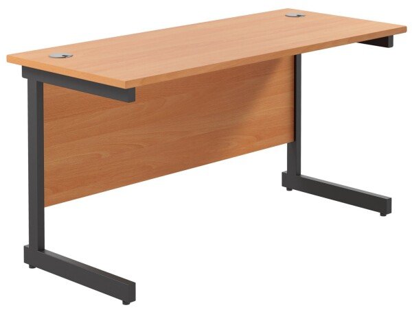 TC Single Upright Rectangular Desk with Single Cantilever Legs - 1400mm x 600mm - Beech