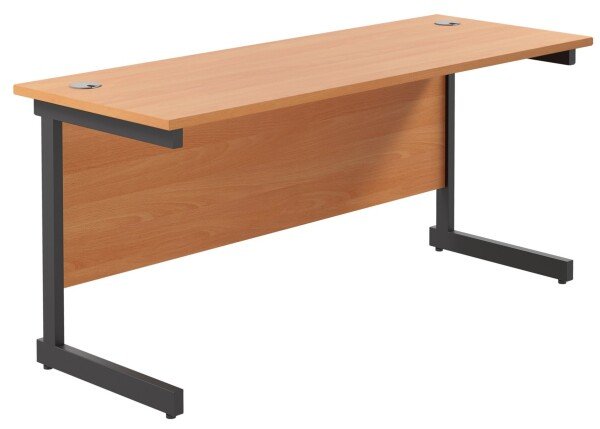 TC Single Upright Rectangular Desk with Single Cantilever Legs - 1800mm x 600mm - Beech
