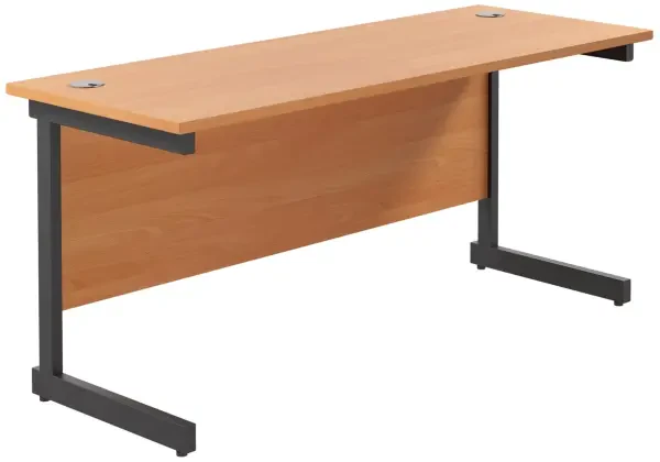 TC Single Upright Rectangular Desk with Single Cantilever Legs - 1800mm x 600mm - Beech