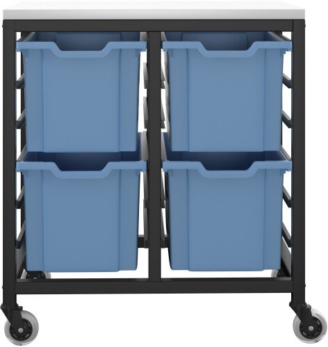 Titan 4 Draw Extra Deep F25 Tray Royal Blue Mobile Storage Unit Black Frame White Top