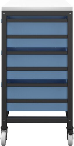 Titan 6 Draw Deep F2 Tray Royal Blue Mobile Storage Unit Black Frame White Top