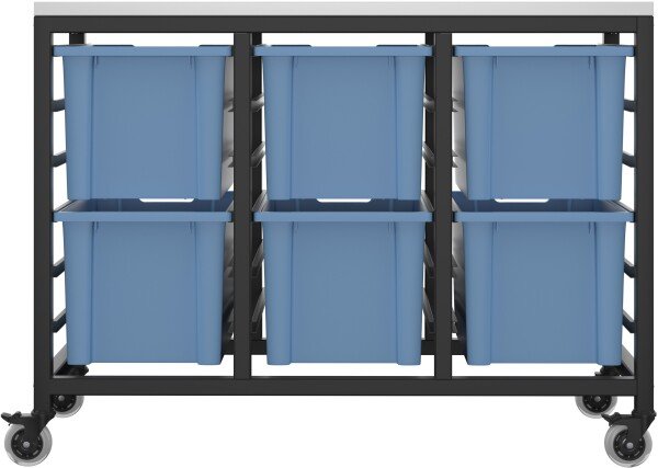 Titan 6 Draw Extra Deep F25 Tray Royal Blue Mobile Storage Unit Black Frame White Top