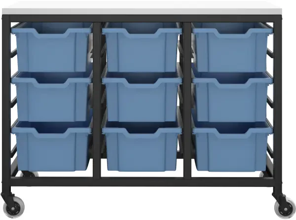 Titan 9 Draw Deep F2 Tray Royal Blue Mobile Storage Unit Black Frame White Top