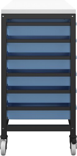 Titan 18 Draw Shallow F1 Tray Royal Blue Mobile Storage Unit Black Frame White Top