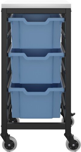 Titan 3 Draw Deep F2 Tray Royal Blue Mobile Storage Unit Black Frame White Top