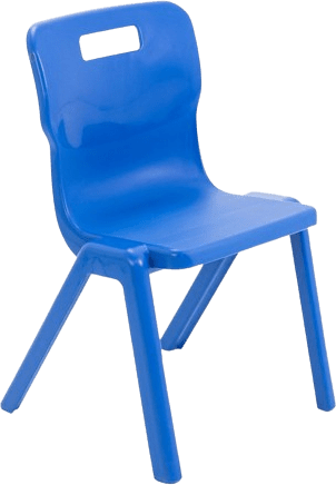 Blue plastic store school chair
